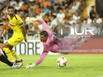 Diego Conde of Villarreal CF during the La Liga match between Valencia CF and Villarreal CF at Mestalla Stadium in Valencia, Spain, on Augus...