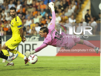 Diego Conde of Villarreal CF during the La Liga match between Valencia CF and Villarreal CF at Mestalla Stadium in Valencia, Spain, on Augus...