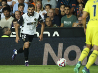 Luis Rioja of Valencia CF during the La Liga match between Valencia CF and Villarreal CF at Mestalla Stadium in Valencia, Spain, on August 3...