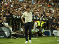 Head coach of Villarreal CF, Marcelino Garcia Toral, during the La Liga match between Valencia CF and Villarreal CF at Mestalla Stadium in V...