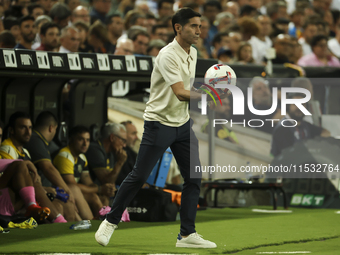 Head coach of Villarreal CF, Marcelino Garcia Toral, during the La Liga match between Valencia CF and Villarreal CF at Mestalla Stadium in V...