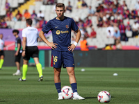 Fermin Lopez plays during the match between FC Barcelona and Real Valladolid CF, corresponding to week 4 of LaLiga EA Sports, at the Lluis C...