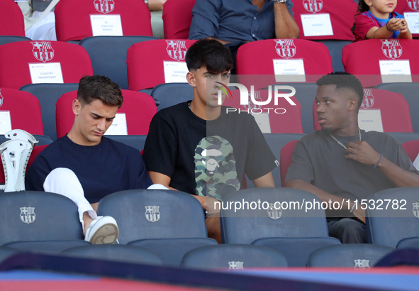 Gabi, Ansu Fati, and Marc Bernal during the match between FC Barcelona and Real Valladolid CF, corresponding to week 4 of LaLiga EA Sports,...