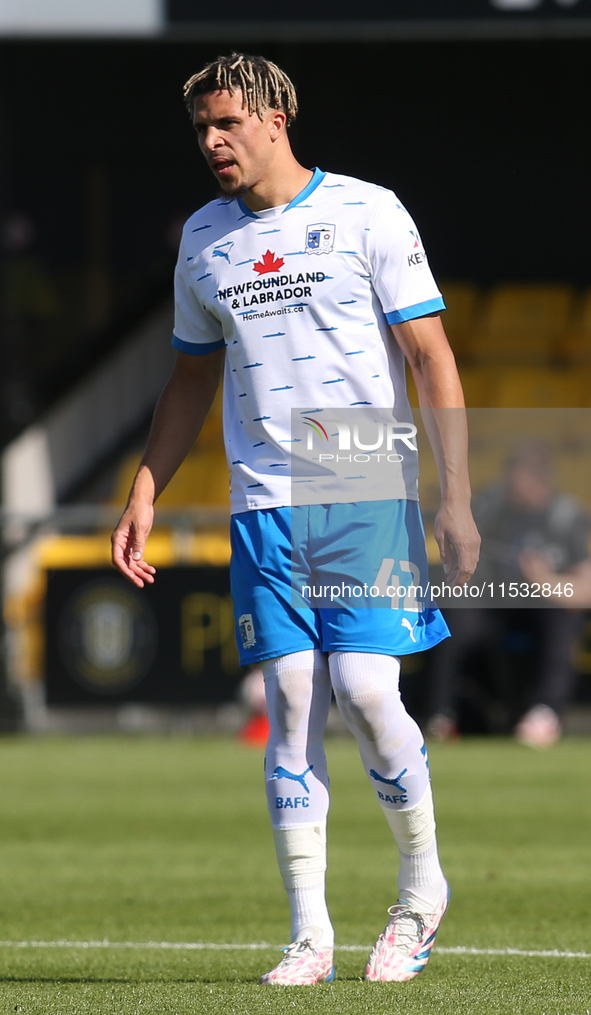 Theo Vassell of Barrow during the Sky Bet League 2 match between Harrogate Town and Barrow at Wetherby Road in Harrogate, England, on August...