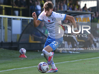 Barrow's Chris Popov during the Sky Bet League 2 match between Harrogate Town and Barrow at Wetherby Road in Harrogate, England, on August 3...