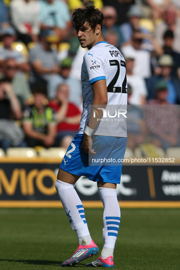 Barrow's Chris Popov during the Sky Bet League 2 match between Harrogate Town and Barrow at Wetherby Road in Harrogate, England, on August 3...