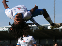 Barrow's Neo Eccleston celebrates his goal during the Sky Bet League 2 match between Harrogate Town and Barrow at Wetherby Road in Harrogate...