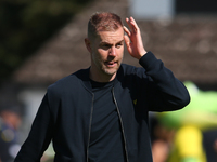 Harrogate Town Manager Simon Weaver during the Sky Bet League 2 match between Harrogate Town and Barrow at Wetherby Road in Harrogate, Engla...