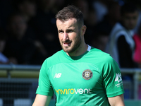 Harrogate Town goalkeeper James Belshaw during the Sky Bet League 2 match between Harrogate Town and Barrow at Wetherby Road in Harrogate, E...