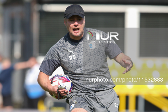 Barrow Coach Robbie Stockdale during the Sky Bet League 2 match between Harrogate Town and Barrow at Wetherby Road in Harrogate, England, on...