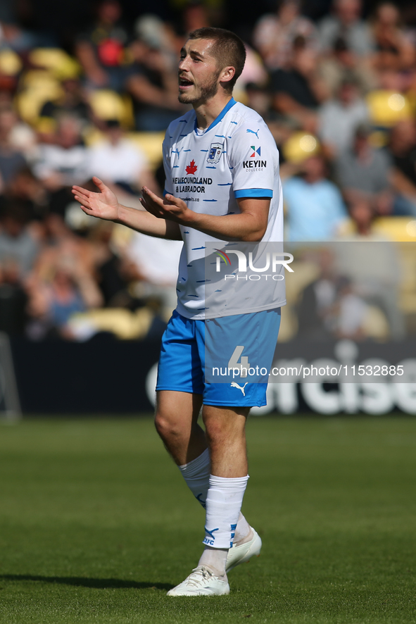 Barrow's Dean Campbell shows dejection during the Sky Bet League 2 match between Harrogate Town and Barrow at Wetherby Road in Harrogate, En...