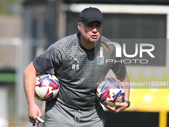 Barrow Coach Robbie Stockdale during the Sky Bet League 2 match between Harrogate Town and Barrow at Wetherby Road in Harrogate, England, on...