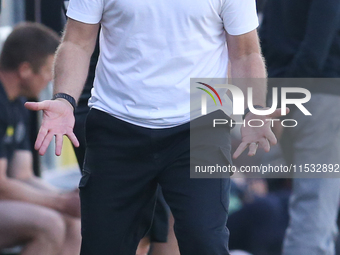 Barrow Manager Stephen Clemence during the Sky Bet League 2 match between Harrogate Town and Barrow at Wetherby Road in Harrogate, England,...