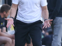 Barrow Manager Stephen Clemence during the Sky Bet League 2 match between Harrogate Town and Barrow at Wetherby Road in Harrogate, England,...