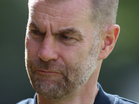 Harrogate Town Manager Simon Weaver during the Sky Bet League 2 match between Harrogate Town and Barrow at Wetherby Road in Harrogate, Engla...