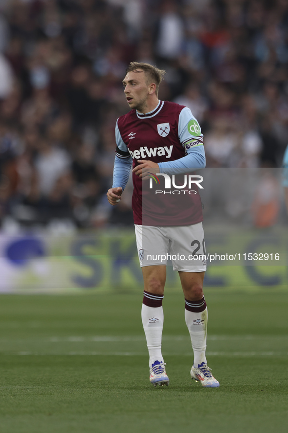 Jarrod Bowen of West Ham United during the Premier League match between West Ham United and Manchester City at the London Stadium in Stratfo...