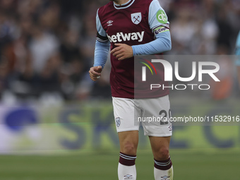 Jarrod Bowen of West Ham United during the Premier League match between West Ham United and Manchester City at the London Stadium in Stratfo...