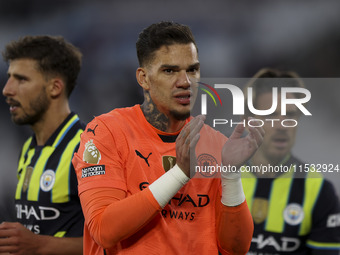 Ederson of Manchester City at the end of the game during the Premier League match between West Ham United and Manchester City at the London...