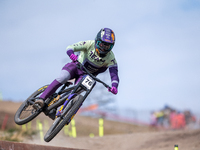 Jackson Connelly of Australia participates in the UCI Mountain Bike World Championships Men Downhill Race in Pal Arinsal, Andorra, on August...