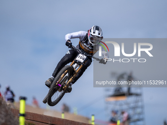 Wyn Masters of New Zealand participates in the UCI Mountain Bike World Championships Men Downhill Race in Pal Arinsal, Andorra, on August 31...