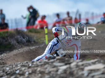 Danny Hart of Great Britain participates in the UCI Mountain Bike World Championships Men's Downhill Race in Pal Arinsal, Andorra, on August...