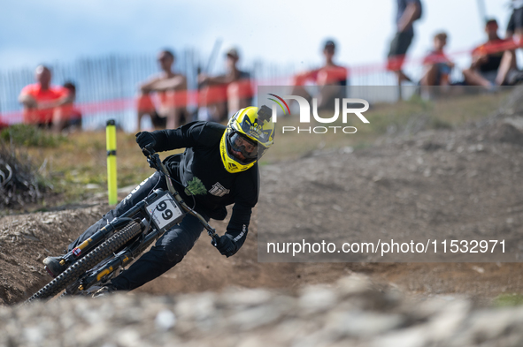 Matyn Hromadka of the Czech Republic participates in the UCI Mountain Bike World Championships Men Downhill Race in Pal Arinsal, Andorra, on...