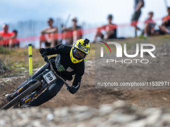 Matyn Hromadka of the Czech Republic participates in the UCI Mountain Bike World Championships Men Downhill Race in Pal Arinsal, Andorra, on...