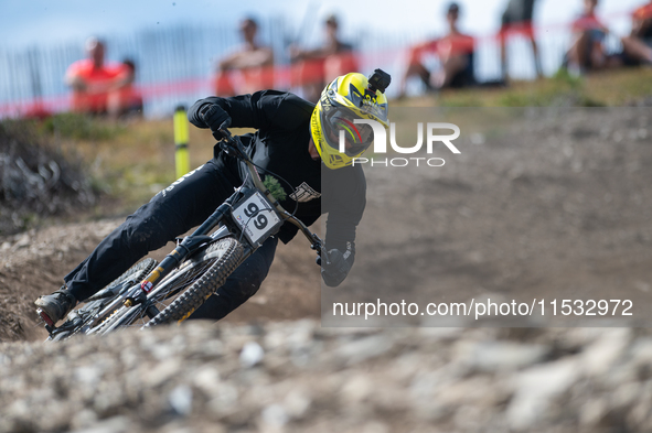 Matyn Hromadka of the Czech Republic participates in the UCI Mountain Bike World Championships Men Downhill Race in Pal Arinsal, Andorra, on...