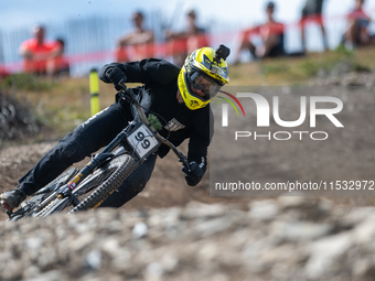 Matyn Hromadka of the Czech Republic participates in the UCI Mountain Bike World Championships Men Downhill Race in Pal Arinsal, Andorra, on...