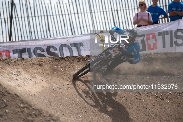 Sabina Kosarkova of Czechia competes in the UCI Mountain Bike World Championships Downhill Women's Race in Pal Arinsal, Andorra, on August 3...