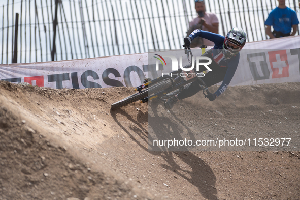 Abigail Ronca of UNITED competes in the UCI Mountain Bike World Championships Downhill Women's Race in Pal Arinsal, Andorra, on August 31, 2...