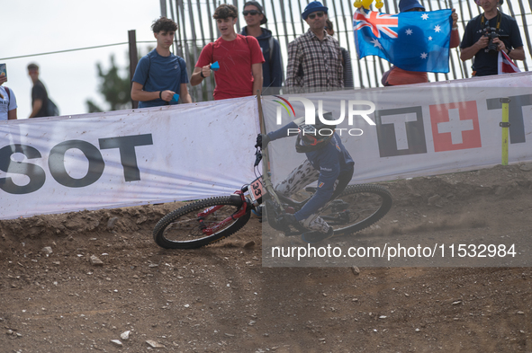 Luana-Maria Chereches of Romania participates in the UCI Mountain Bike World Championships Downhill Women's Race in Pal Arinsal, Andorra, on...