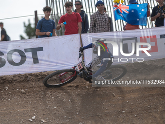 Luana-Maria Chereches of Romania participates in the UCI Mountain Bike World Championships Downhill Women's Race in Pal Arinsal, Andorra, on...