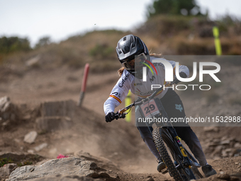 Kira Zamora of Spain competes in the UCI Mountain Bike World Championships Downhill Women's Race in Pal Arinsal, Andorra, on August 31, 2024...