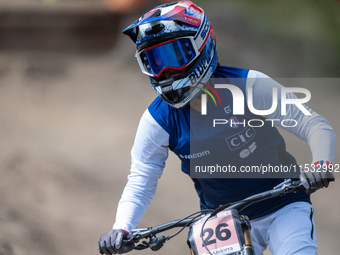 Vicky Clavel of France participates in the UCI Mountain Bike World Championships Downhill Women's Race in Pal Arinsal, Andorra, on August 31...