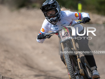 Greg Williamson of Great Britain participates in the UCI Mountain Bike World Championships Men Downhill Race in Pal Arinsal, Andorra, on Aug...