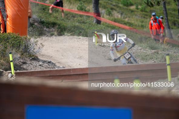 Louise-Anna Ferguson of Great Britain competes in the UCI Mountain Bike World Championships Downhill Women's Race in Pal Arinsal, Andorra, o...