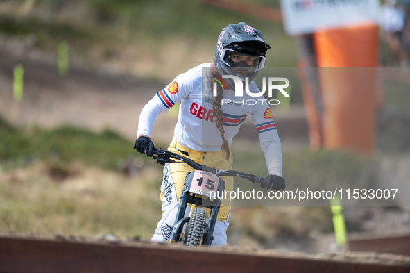 Louise-Anna Ferguson of Great Britain competes in the UCI Mountain Bike World Championships Downhill Women's Race in Pal Arinsal, Andorra, o...