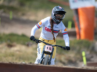 Louise-Anna Ferguson of Great Britain competes in the UCI Mountain Bike World Championships Downhill Women's Race in Pal Arinsal, Andorra, o...