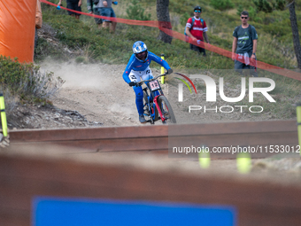 Veronika Widmann of Italy competes in the UCI Mountain Bike World Championships Downhill Women's Race in Pal Arinsal, Andorra, on August 31,...