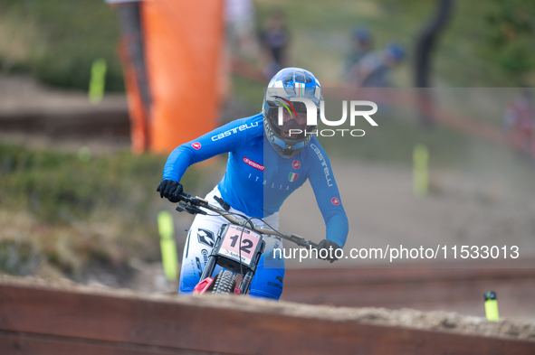 Veronika Widmann of Italy competes in the UCI Mountain Bike World Championships Downhill Women's Race in Pal Arinsal, Andorra, on August 31,...