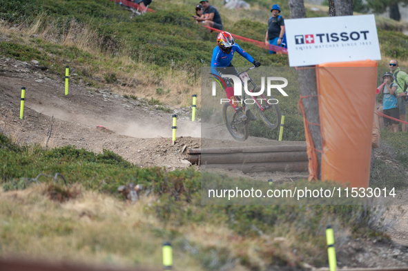 Gloria Scarsi of Italy competes in the UCI Mountain Bike World Championships Downhill Women's Race in Pal Arinsal, Andorra, on August 31, 20...