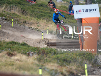 Gloria Scarsi of Italy competes in the UCI Mountain Bike World Championships Downhill Women's Race in Pal Arinsal, Andorra, on August 31, 20...