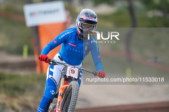 Eleonora Farina of Italy competes in the UCI Mountain Bike World Championships Downhill Women's Race in Pal Arinsal, Andorra, on August 31,...