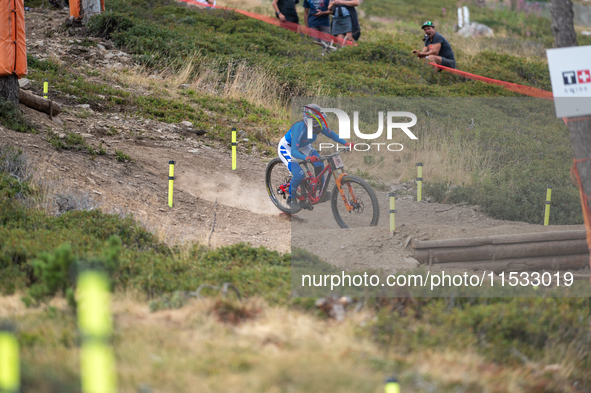 Eleonora Farina of Italy competes in the UCI Mountain Bike World Championships Downhill Women's Race in Pal Arinsal, Andorra, on August 31,...