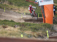 Lisa Baumann of Switzerland competes in the UCI Mountain Bike World Championships Downhill Women's Race in Pal Arinsal, Andorra, on August 3...