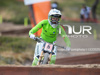 MonikaS Hrastnik of Slovenia competes in the UCI Mountain Bike World Championships Downhill Women's Race in Pal Arinsal, Andorra, on August...