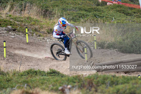 Tahnee Seagrave of Great Britain participates in the UCI Mountain Bike World Championships Downhill Woman Qualification in Pal Arinsal, Ando...