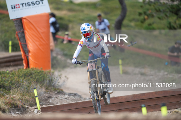 Tahnee Seagrave of Great Britain participates in the UCI Mountain Bike World Championships Downhill Woman Qualification in Pal Arinsal, Ando...