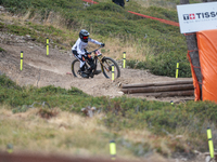 Nina Hoffmann of Germany competes in the UCI Mountain Bike World Championships Downhill Women's Race in Pal Arinsal, Andorra, on August 31,...